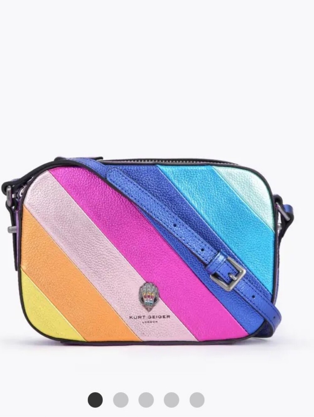 Kurt Geiger Kensington Rainbow Stripe Leather Crossbody Bag Nib
